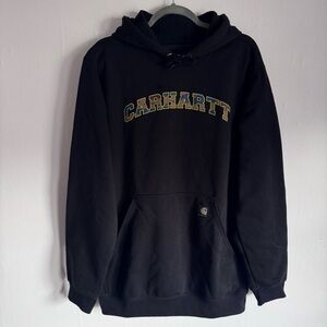 Carhartt Black Pullover Hoodie with Camo/Outline Logo